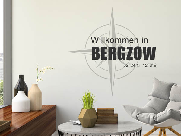 Wandtattoo Willkommen in Bergzow mit den Koordinaten 52°24'N 12°3'E