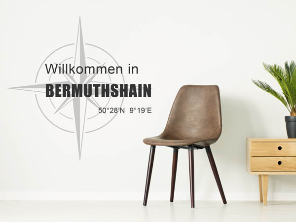 Wandtattoo Willkommen in Bermuthshain mit den Koordinaten 50°28'N 9°19'E