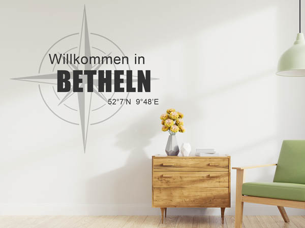 Wandtattoo Willkommen in Betheln mit den Koordinaten 52°7'N 9°48'E