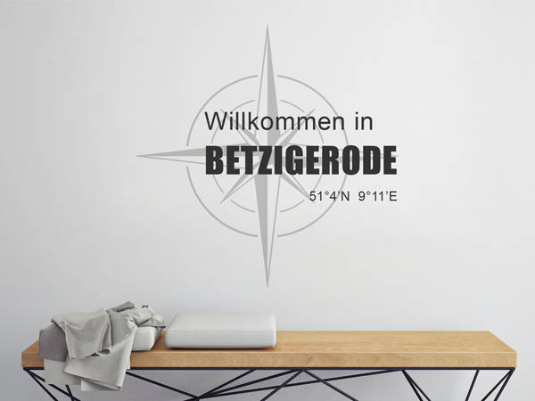 Wandtattoo Willkommen in Betzigerode mit den Koordinaten 51°4'N 9°11'E