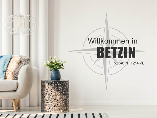 Wandtattoo Willkommen in Betzin mit den Koordinaten 52°46'N 12°46'E