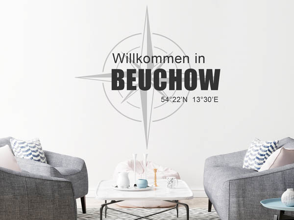 Wandtattoo Willkommen in Beuchow mit den Koordinaten 54°22'N 13°30'E