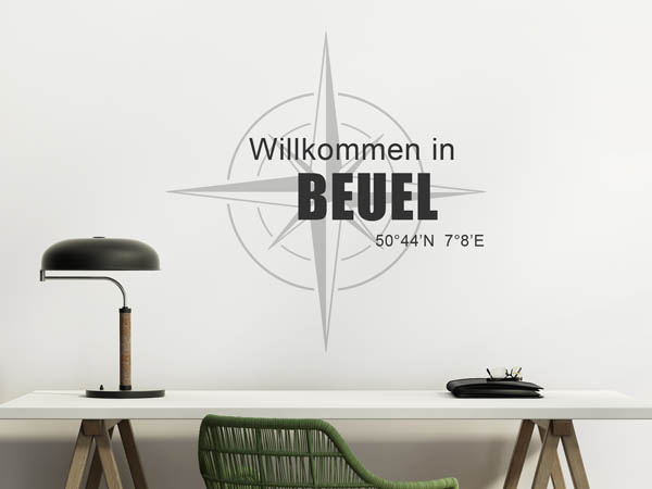 Wandtattoo Willkommen in Beuel mit den Koordinaten 50°44'N 7°8'E