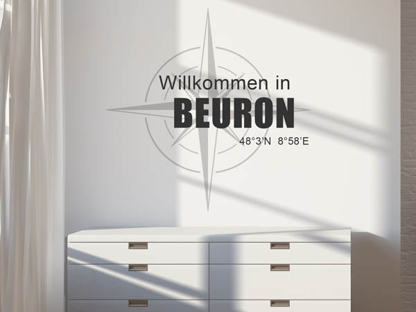 Wandtattoo Willkommen in Beuron mit den Koordinaten 48°3'N 8°58'E