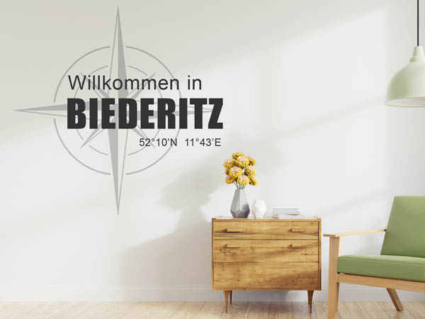 Wandtattoo Willkommen in Biederitz mit den Koordinaten 52°10'N 11°43'E