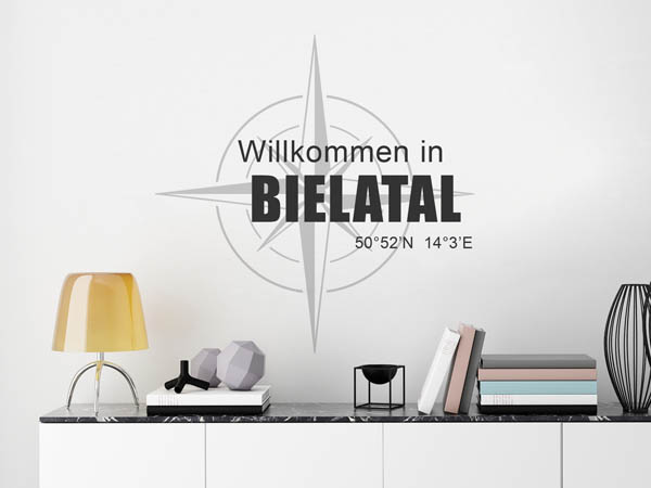 Wandtattoo Willkommen in Bielatal mit den Koordinaten 50°52'N 14°3'E