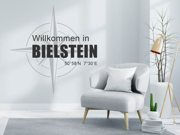 Wandtattoo Willkommen in Bielstein mit den Koordinaten 50°58'N 7°30'E
