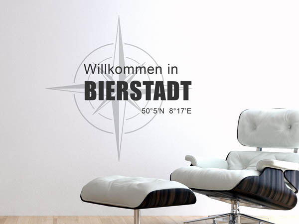 Wandtattoo Willkommen in Bierstadt mit den Koordinaten 50°5'N 8°17'E