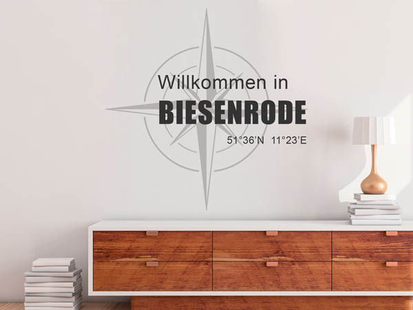 Wandtattoo Willkommen in Biesenrode mit den Koordinaten 51°36'N 11°23'E