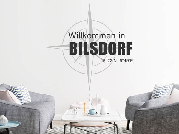 Wandtattoo Willkommen in Bilsdorf mit den Koordinaten 49°23'N 6°49'E