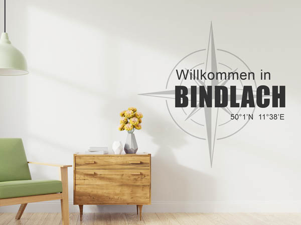 Wandtattoo Willkommen in Bindlach mit den Koordinaten 50°1'N 11°38'E