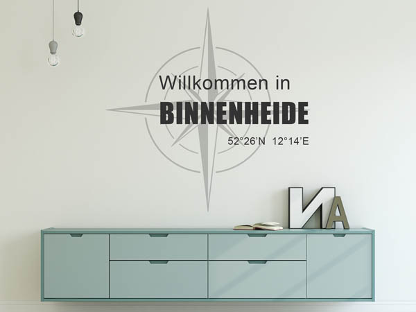 Wandtattoo Willkommen in Binnenheide mit den Koordinaten 52°26'N 12°14'E