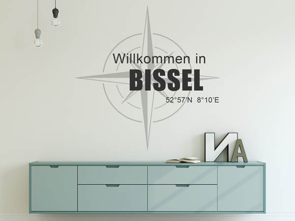 Wandtattoo Willkommen in Bissel mit den Koordinaten 52°57'N 8°10'E
