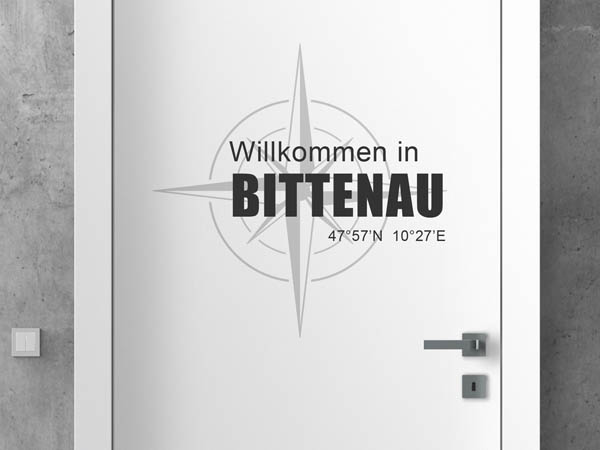 Wandtattoo Willkommen in Bittenau mit den Koordinaten 47°57'N 10°27'E