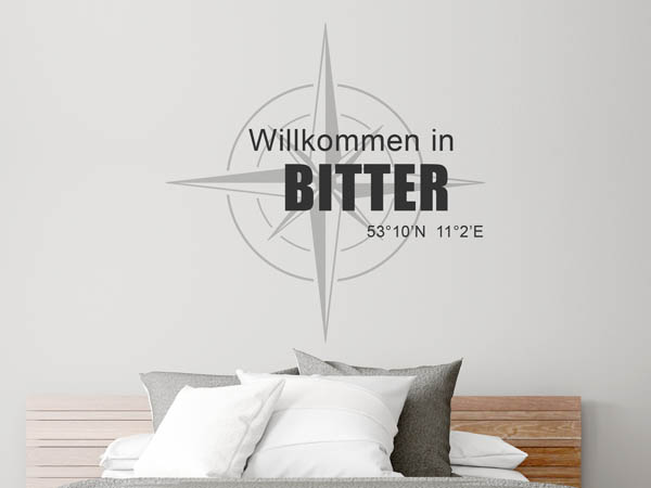 Wandtattoo Willkommen in Bitter mit den Koordinaten 53°10'N 11°2'E