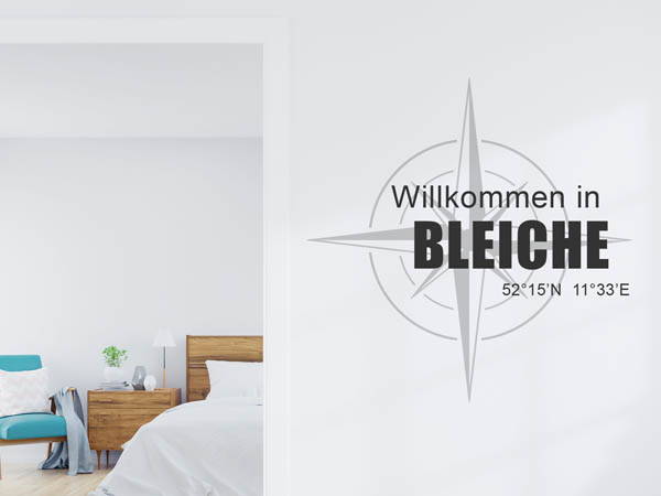 Wandtattoo Willkommen in Bleiche mit den Koordinaten 52°15'N 11°33'E