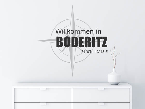 Wandtattoo Willkommen in Boderitz mit den Koordinaten 51°0'N 13°43'E