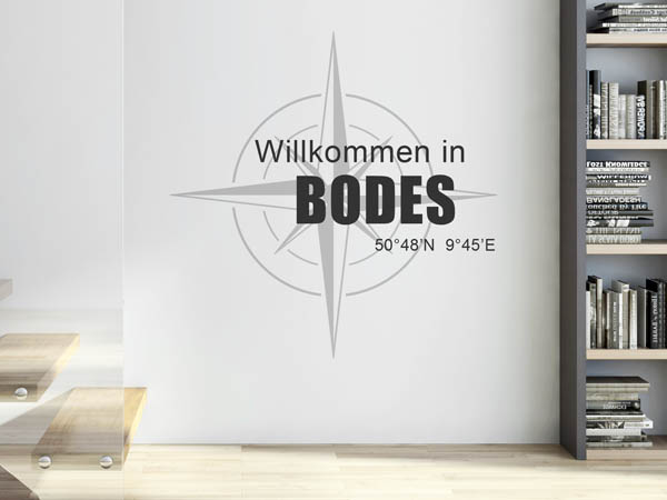 Wandtattoo Willkommen in Bodes mit den Koordinaten 50°48'N 9°45'E