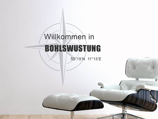 Wandtattoo Willkommen in Bohlswustung mit den Koordinaten 50°15'N 11°13'E