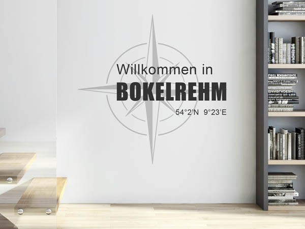 Wandtattoo Willkommen in Bokelrehm mit den Koordinaten 54°2'N 9°23'E