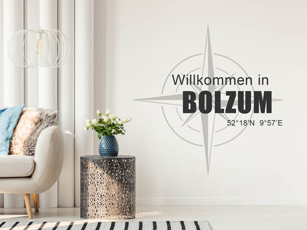 Wandtattoo Willkommen in Bolzum mit den Koordinaten 52°18'N 9°57'E