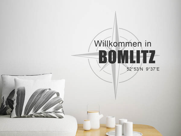 Wandtattoo Willkommen in Bomlitz mit den Koordinaten 52°53'N 9°37'E