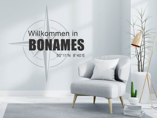 Wandtattoo Willkommen in Bonames mit den Koordinaten 50°11'N 8°40'E