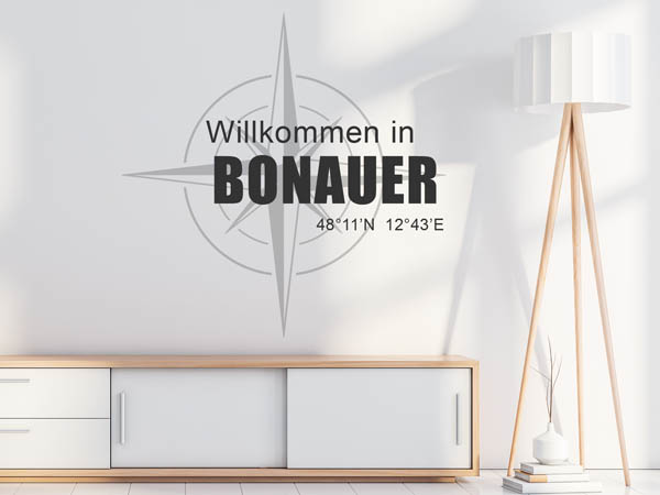 Wandtattoo Willkommen in Bonauer mit den Koordinaten 48°11'N 12°43'E