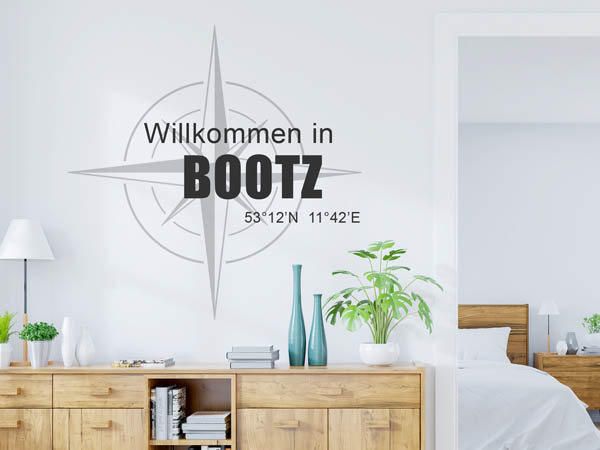 Wandtattoo Willkommen in Bootz mit den Koordinaten 53°12'N 11°42'E