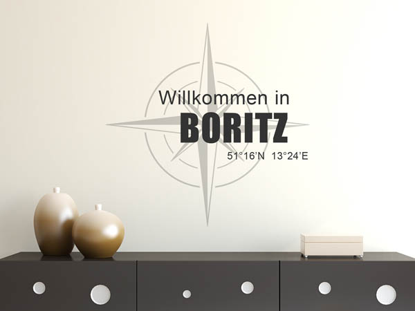 Wandtattoo Willkommen in Boritz mit den Koordinaten 51°16'N 13°24'E