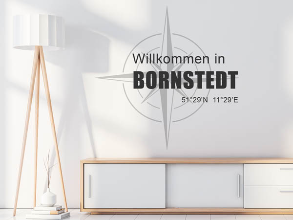 Wandtattoo Willkommen in Bornstedt mit den Koordinaten 51°29'N 11°29'E