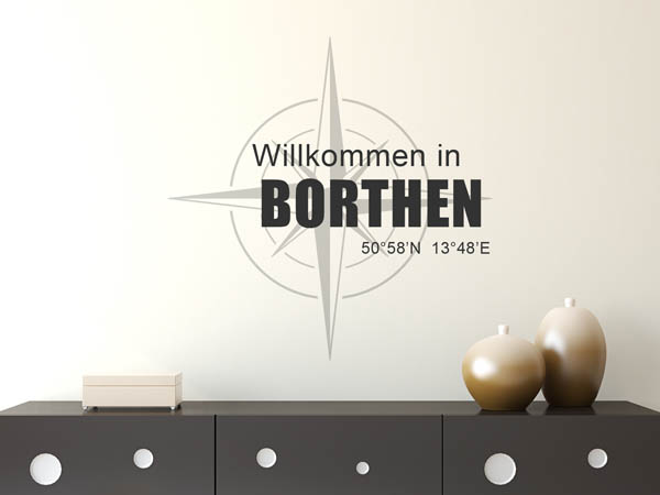 Wandtattoo Willkommen in Borthen mit den Koordinaten 50°58'N 13°48'E