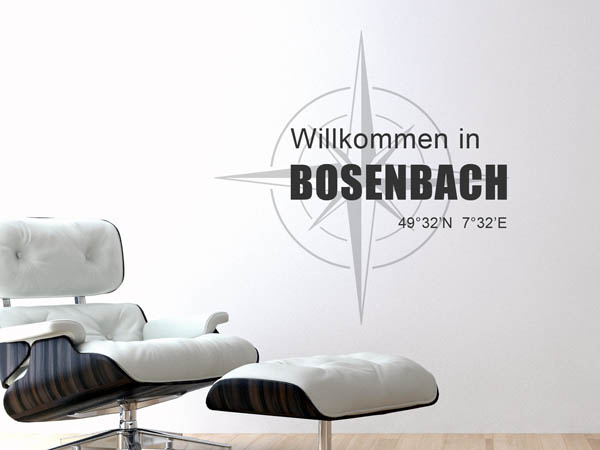Wandtattoo Willkommen in Bosenbach mit den Koordinaten 49°32'N 7°32'E