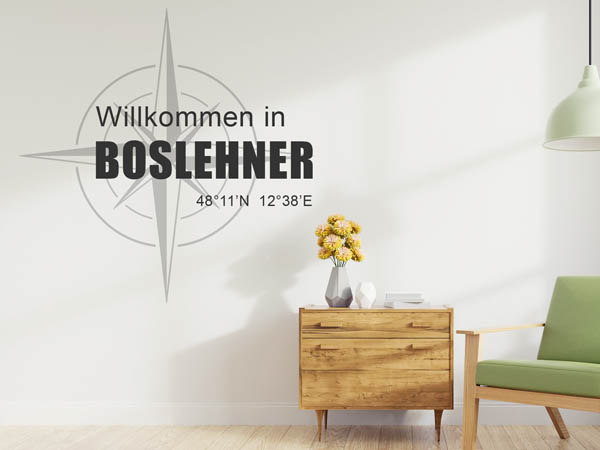 Wandtattoo Willkommen in Boslehner mit den Koordinaten 48°11'N 12°38'E
