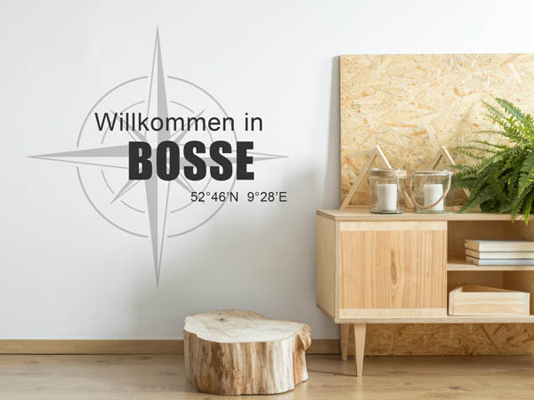 Wandtattoo Willkommen in Bosse mit den Koordinaten 52°46'N 9°28'E