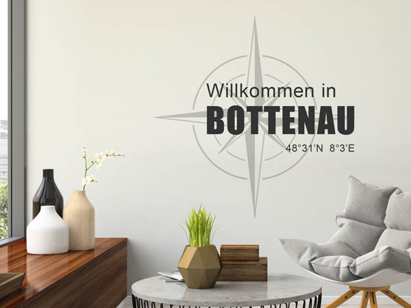 Wandtattoo Willkommen in Bottenau mit den Koordinaten 48°31'N 8°3'E