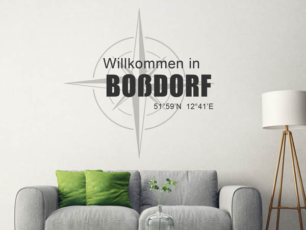 Wandtattoo Willkommen in Boßdorf mit den Koordinaten 51°59'N 12°41'E