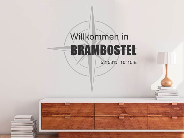 Wandtattoo Willkommen in Brambostel mit den Koordinaten 52°58'N 10°15'E