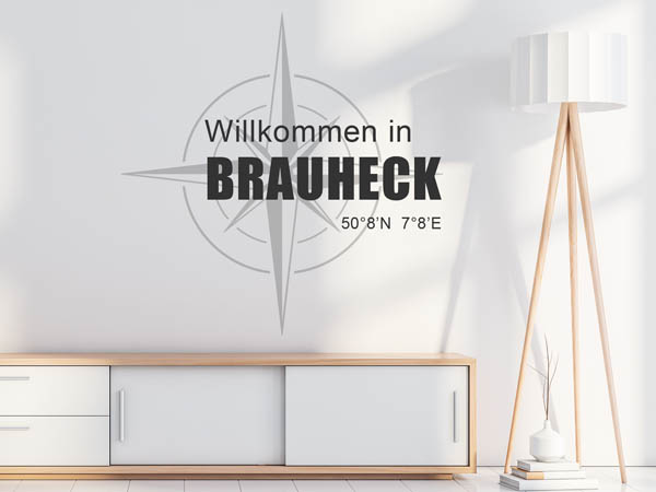 Wandtattoo Willkommen in Brauheck mit den Koordinaten 50°8'N 7°8'E