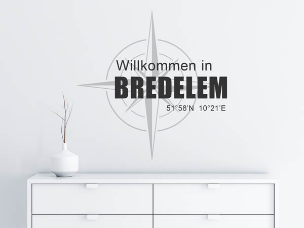 Wandtattoo Willkommen in Bredelem mit den Koordinaten 51°58'N 10°21'E