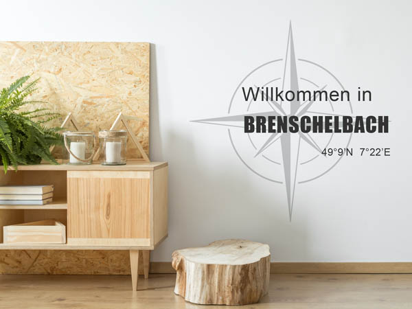 Wandtattoo Willkommen in Brenschelbach mit den Koordinaten 49°9'N 7°22'E