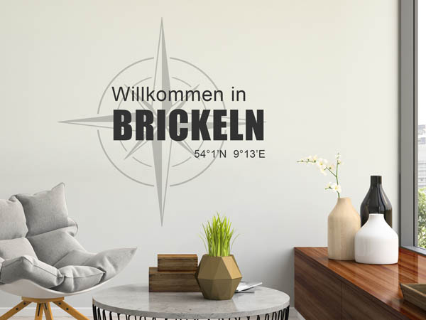 Wandtattoo Willkommen in Brickeln mit den Koordinaten 54°1'N 9°13'E