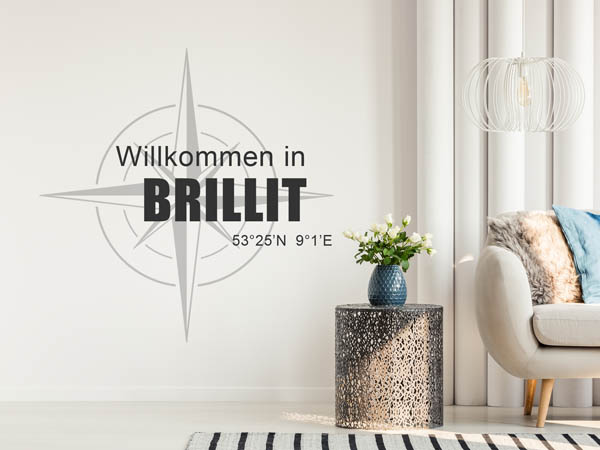 Wandtattoo Willkommen in Brillit mit den Koordinaten 53°25'N 9°1'E