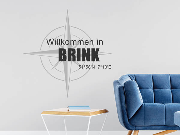 Wandtattoo Willkommen in Brink mit den Koordinaten 51°58'N 7°10'E