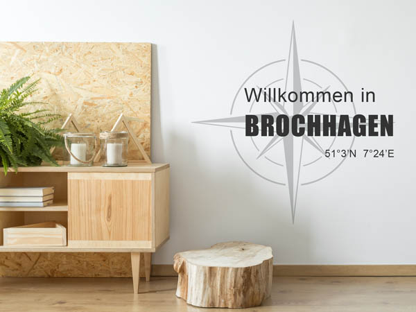 Wandtattoo Willkommen in Brochhagen mit den Koordinaten 51°3'N 7°24'E