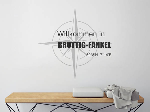 Wandtattoo Willkommen in Bruttig-Fankel mit den Koordinaten 50°8'N 7°14'E