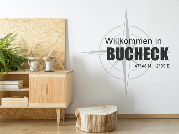 Wandtattoo Willkommen in Bucheck mit den Koordinaten 47°48'N 12°39'E