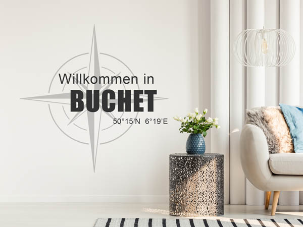 Wandtattoo Willkommen in Buchet mit den Koordinaten 50°15'N 6°19'E