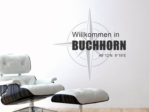 Wandtattoo Willkommen in Buchhorn mit den Koordinaten 49°12'N 9°19'E