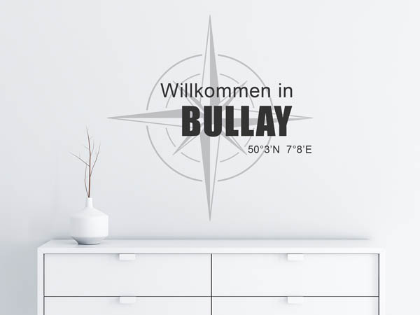 Wandtattoo Willkommen in Bullay mit den Koordinaten 50°3'N 7°8'E